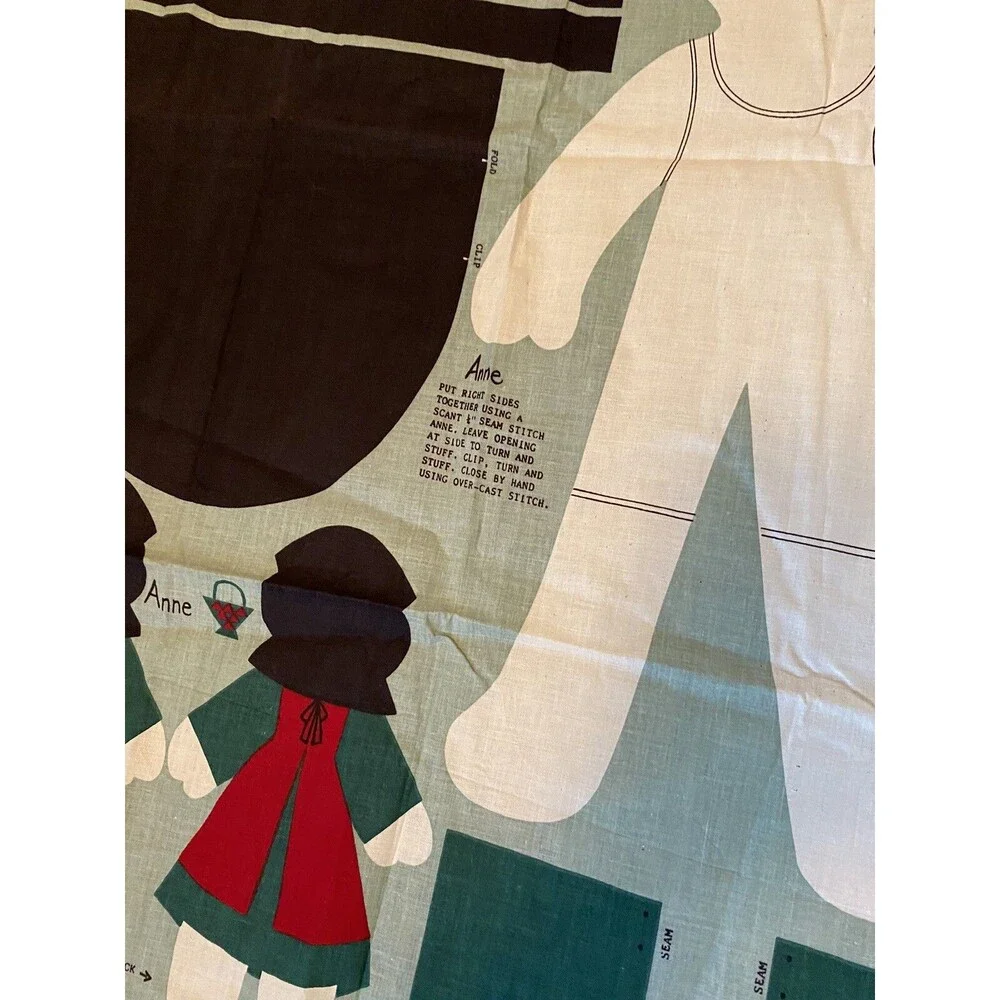 Gentle Sarah & Little Anne Amish Doll Cut & Sew Fabric Panel Uncut NOS 19”